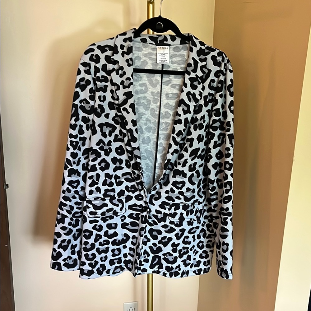 Serra Black and White Blazer Tailored Animal Print
